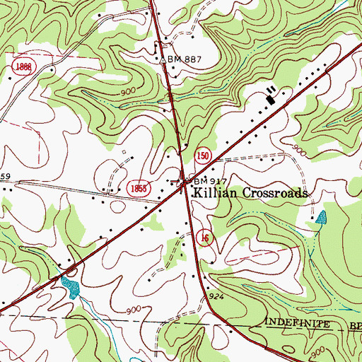Topographic Map of Killian Crossroads, NC