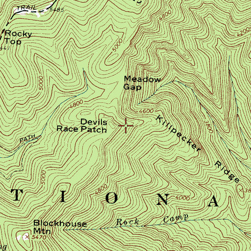 Topographic Map of Killpecker Ridge, NC