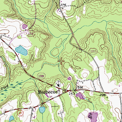 Topographic Map of Kiln Branch, NC