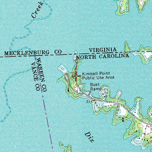 Topographic Map of Kimball Point Public Use Area, NC
