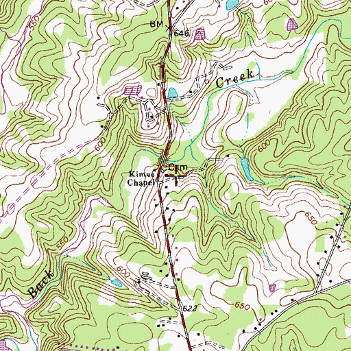 Topographic Map of Kimes Chapel, NC