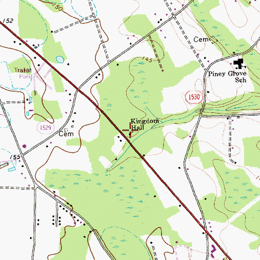 Topographic Map of Kingdom Hall, NC