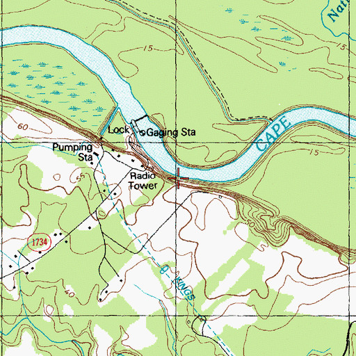 Topographic Map of Kings Bluff, NC