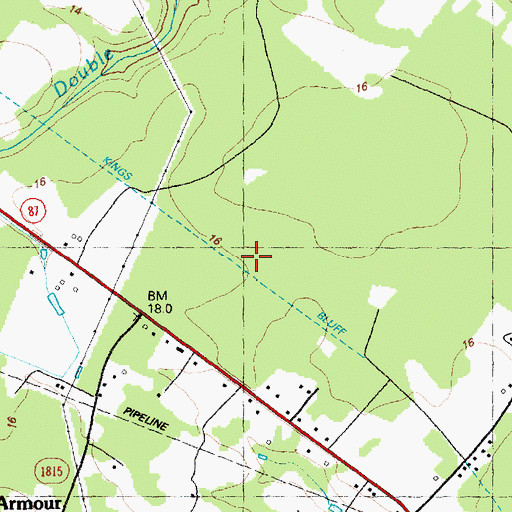 Topographic Map of Kings Bluff Aqueduct, NC
