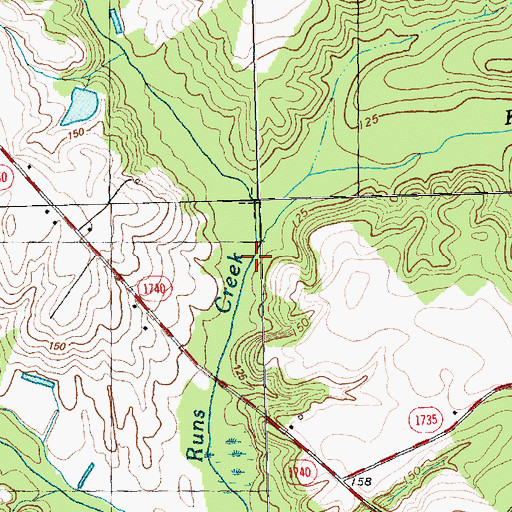 Topographic Map of Kings Branch, NC