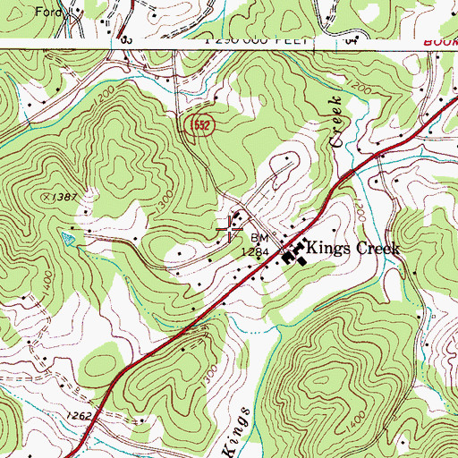 Topographic Map of Kings Creek, NC