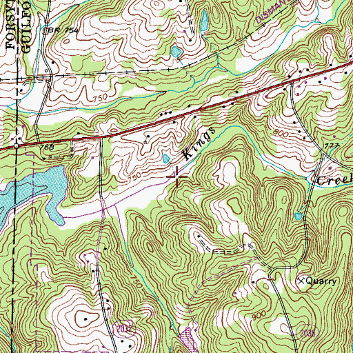 Topographic Map of Kings Creek, NC