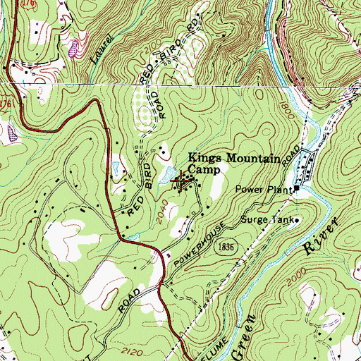 Topographic Map of Kings Mountain Camp, NC