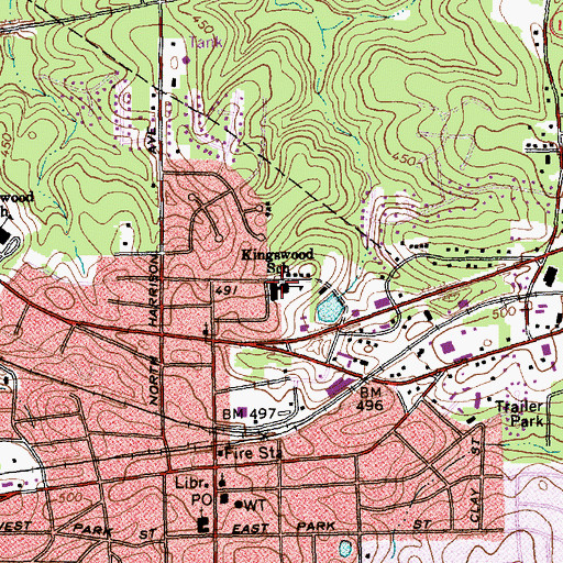 Topographic Map of Kingswood School, NC