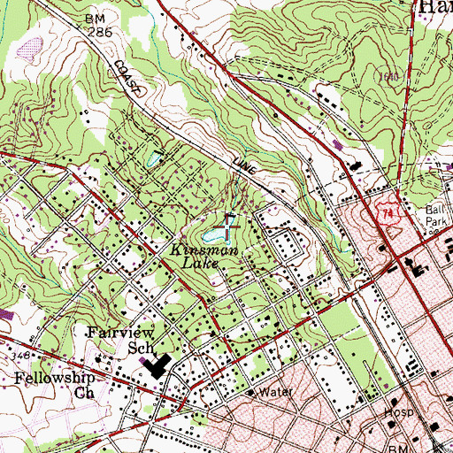 Topographic Map of Kinsman Lake, NC