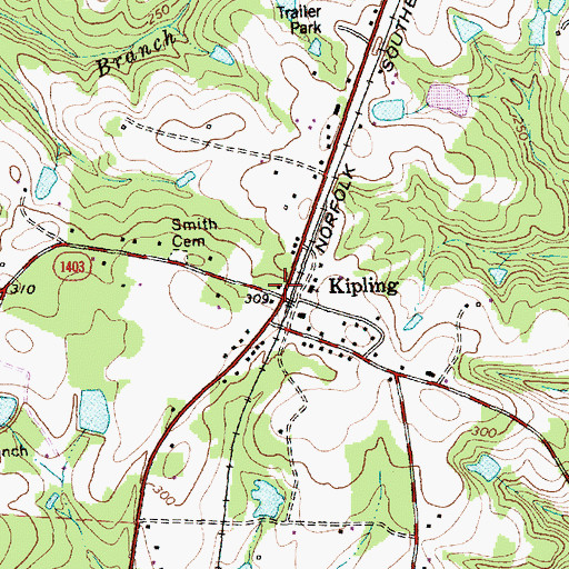 Topographic Map of Kipling, NC