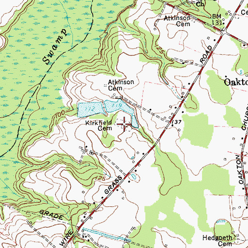 Topographic Map of Kirkfield Cemetery, NC
