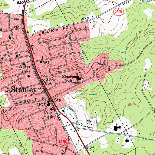 Topographic Map of Kiser School, NC