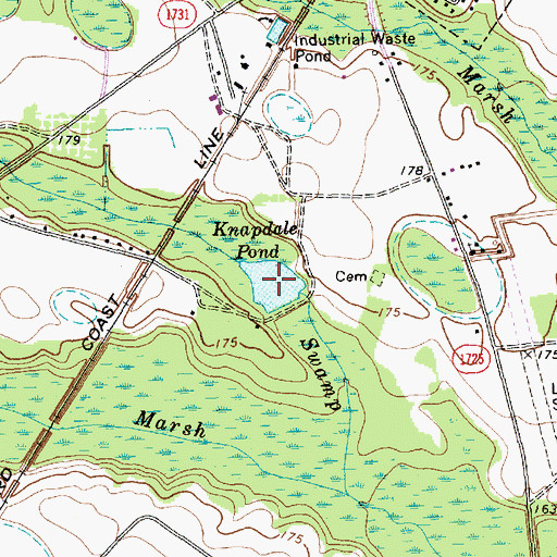 Topographic Map of Knapdale Pond, NC