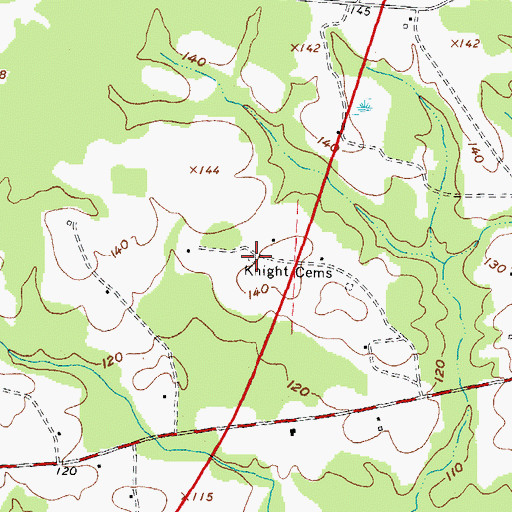 Topographic Map of Knight Cemeteries, NC