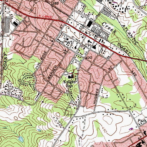 Topographic Map of Knight School, NC