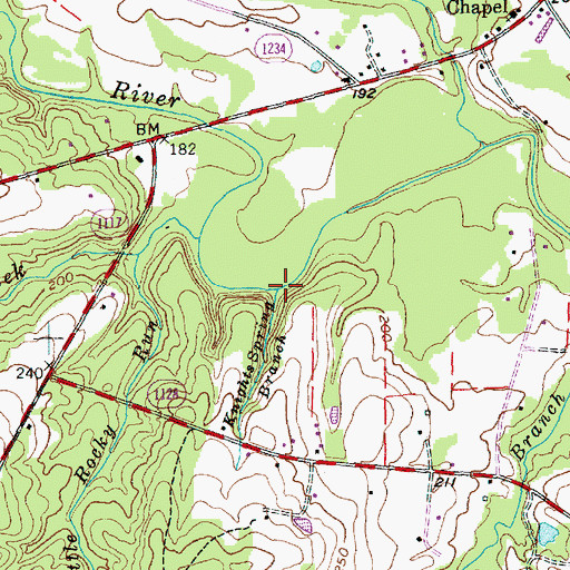 Topographic Map of Knights Spring Branch, NC