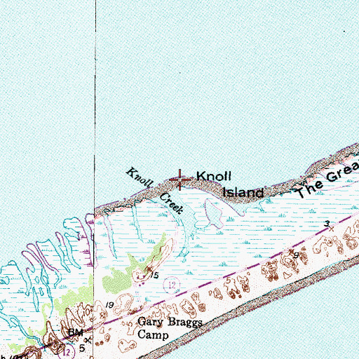 Topographic Map of Knoll Creek, NC