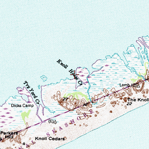 Topographic Map of Knoll House Creek, NC