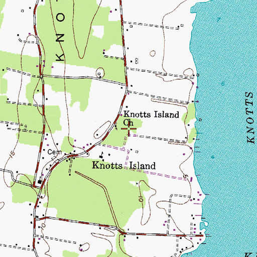 Topographic Map of Knotts Island Baptist Church, NC
