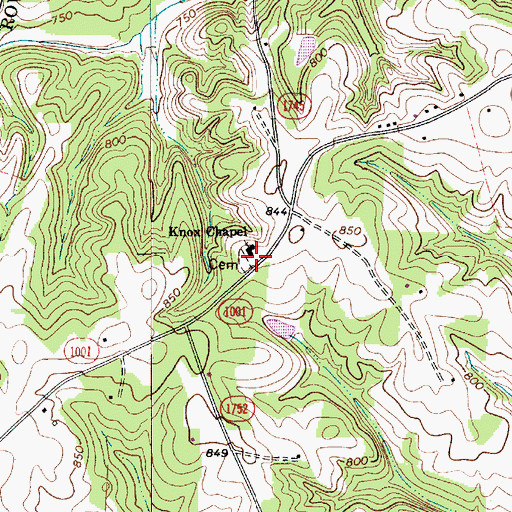 Topographic Map of Knox Chapel, NC