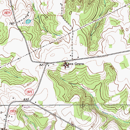 Topographic Map of Knox Grove Church, NC
