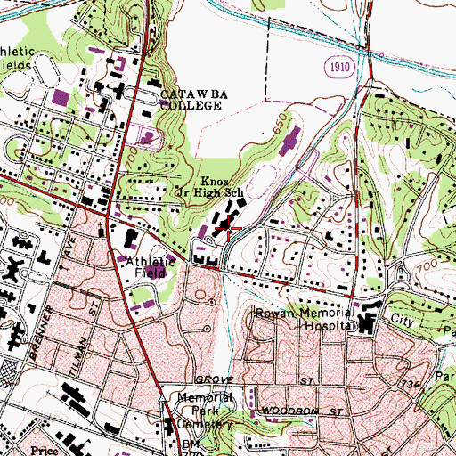 Topographic Map of Knox Junior High School, NC
