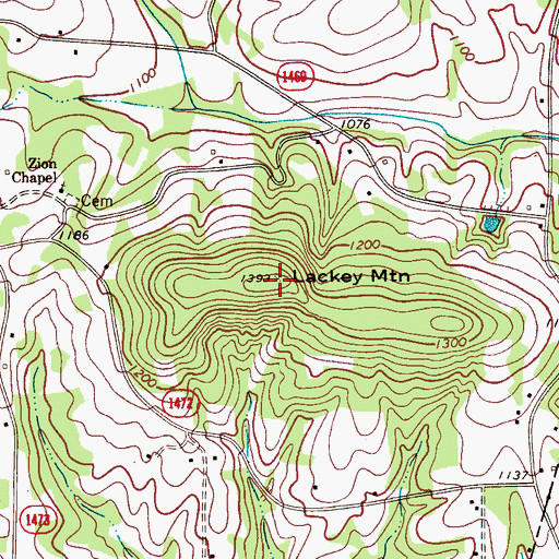 Topographic Map of Lackey Mountain, NC