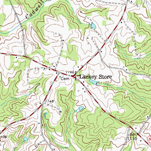 Topographic Map of Lackey Store (historical), NC