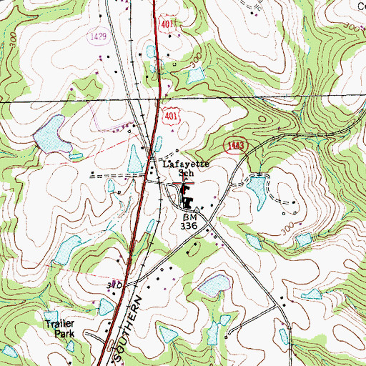 Topographic Map of Lafayette School, NC
