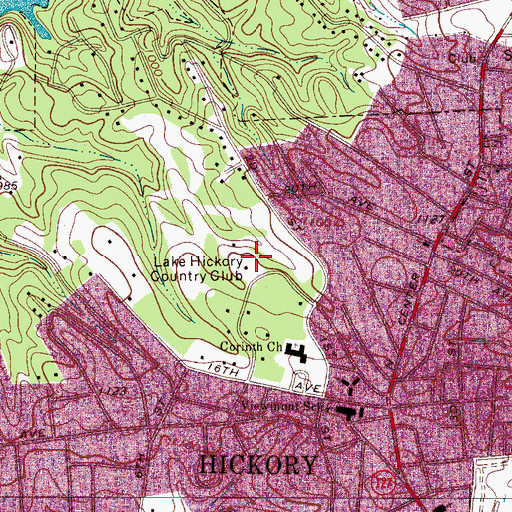 Topographic Map of Lake Hickory Country Club, NC