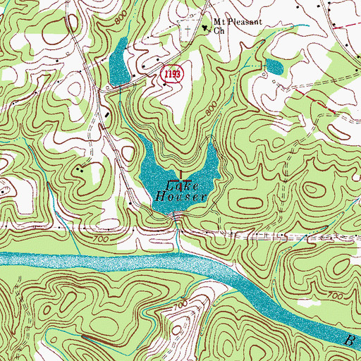 Topographic Map of Lake Houser, NC