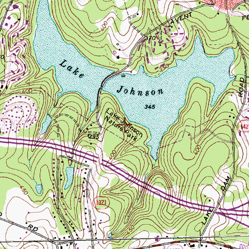 Topographic Map of Lake Johnson Nature Park, NC