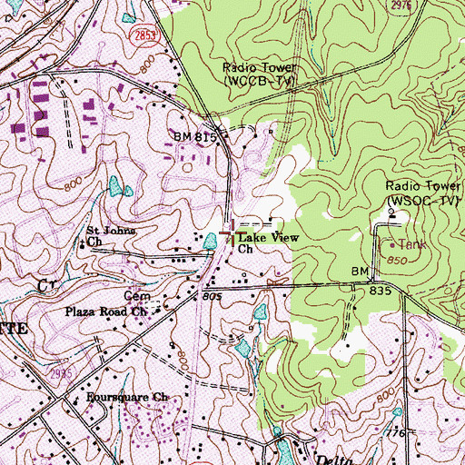 Topographic Map of Lake View Church, NC