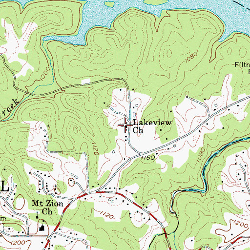 Topographic Map of Lakeview Church, NC