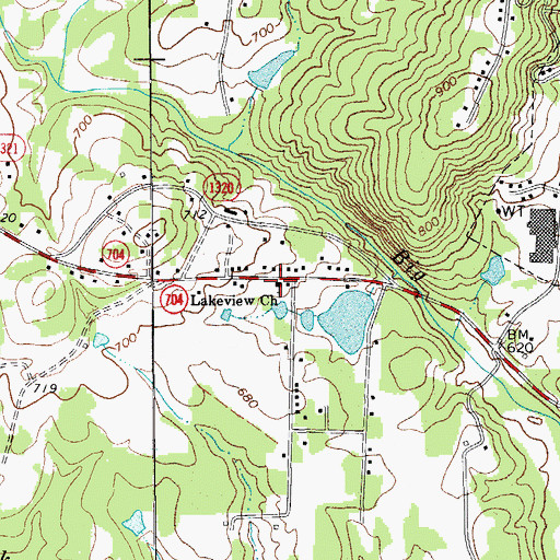 Topographic Map of Lakeview Baptist Church, NC