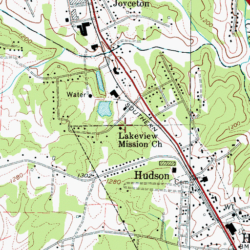 Topographic Map of Lakeview Mission Church, NC