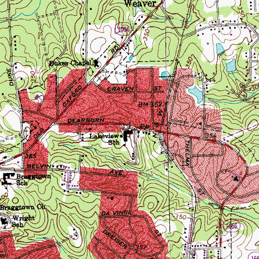 Topographic Map of Lakeview Elementary School, NC