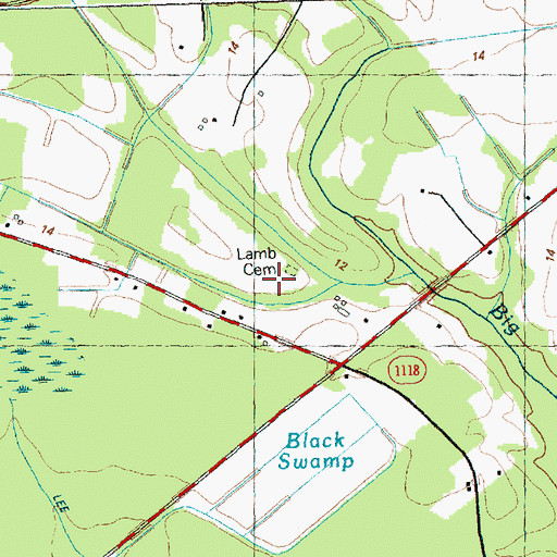 Topographic Map of Lamb Cemetery, NC