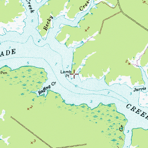 Topographic Map of Lamb Point, NC