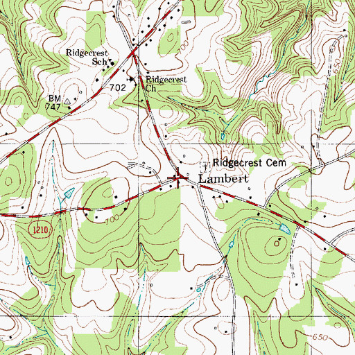 Topographic Map of Lambert, NC