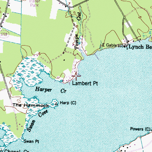 Topographic Map of Lambert Point, NC