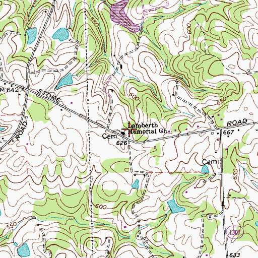 Topographic Map of Lamberth Memorial Baptist Church, NC