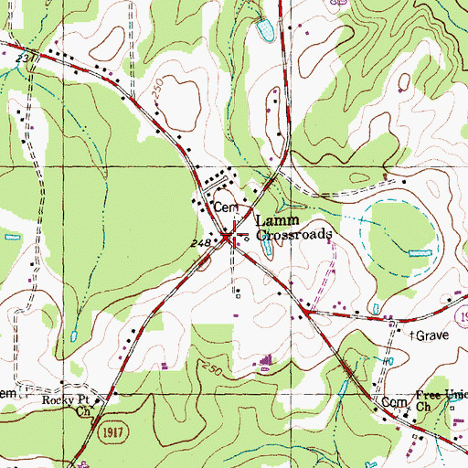 Topographic Map of Lamm Crossroads, NC