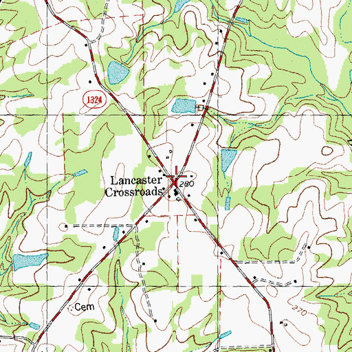 Topographic Map of Lancaster Crossroads, NC