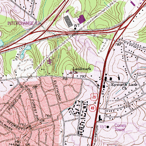Topographic Map of Landmark Church, NC