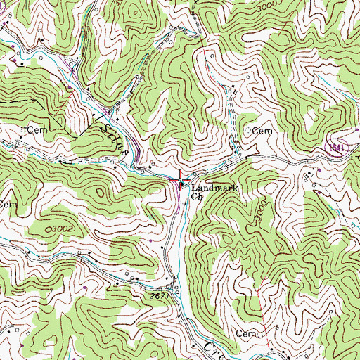 Topographic Map of Landmark Church, NC