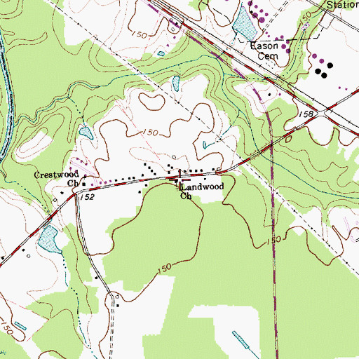 Topographic Map of Landwood Church, NC