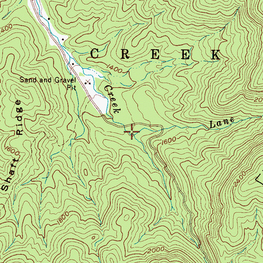 Topographic Map of Lane Branch, NC