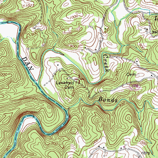 Topographic Map of Lankford Cemetery, NC